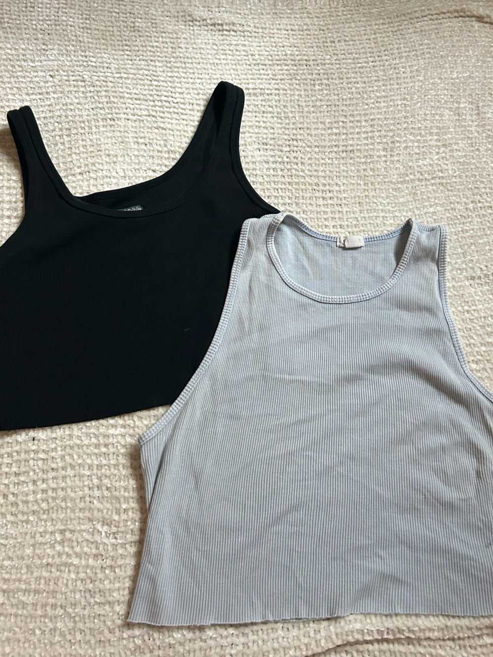 Garage Women's Ribbed Tank Tops in Black and Light Gray